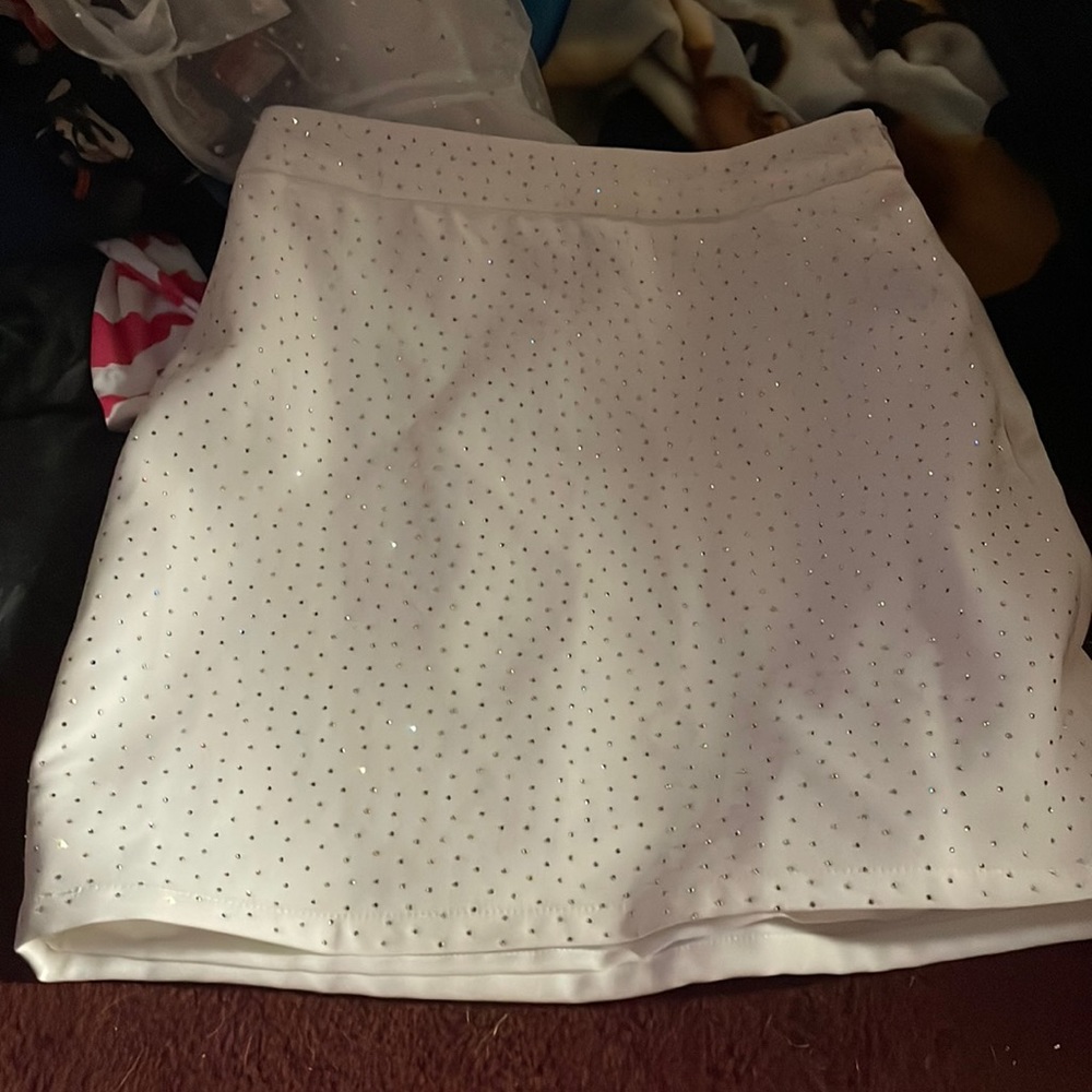 White mini skirt